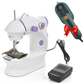 Швейна машинка Mini Sewing SM202A + Подарунок Портативна праска Steam / Міні швейна машинка портативна