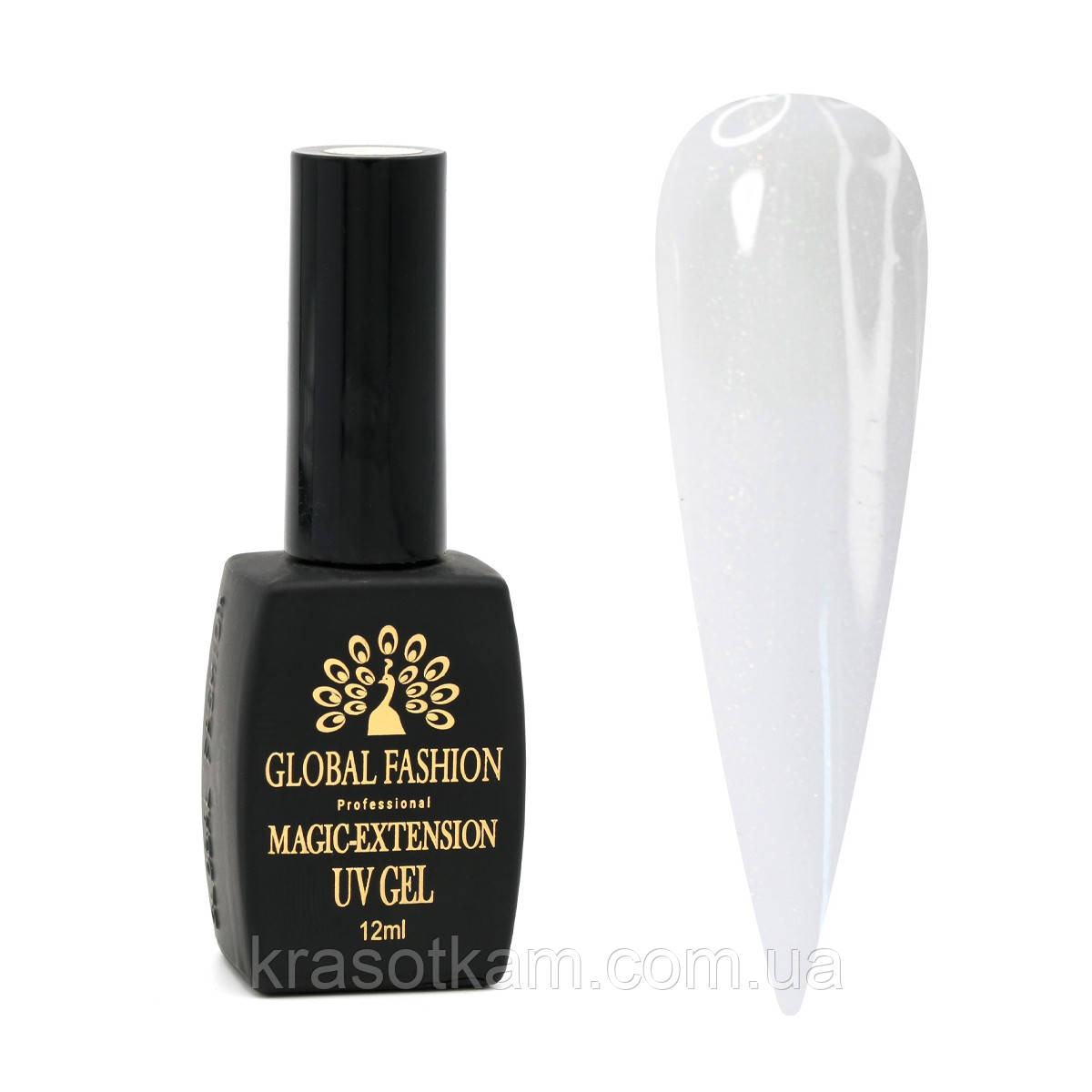 ГЕЛЬ GLOBAL FASHION Молочний із ШІММЕРОМ MAGIC-EXTENSION 12 МЛ No 02