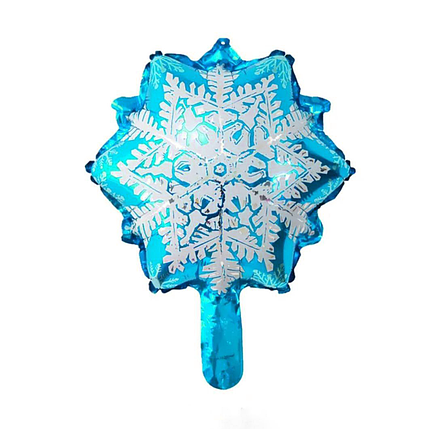 Фольгована кулька міні-фігура Сніжинка 30x28см (12") | Синій, фото 1