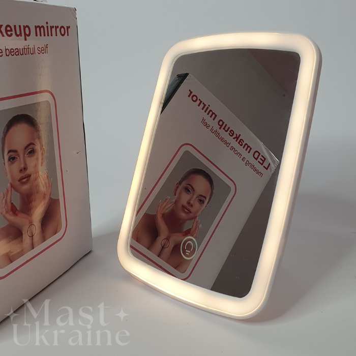 Дзеркало з підсвіткою для макіяжу Makeup Mirror, LED дзеркало з трьома режимами освітлення VE-118, біле