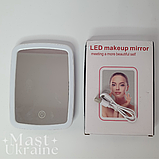Дзеркало з підсвіткою косметичне для макіяжу LED Makeup Mirror, настільне прямокутне дзеркало, USB-живлення Біле, VE-118, фото 9