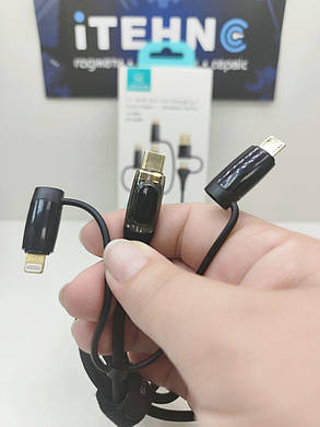 Кабель 6IN1 Usams US-SJ616 2 Lightning+2 Micro+2Type-C PD 100W 1.2m (Чорний), фото 1