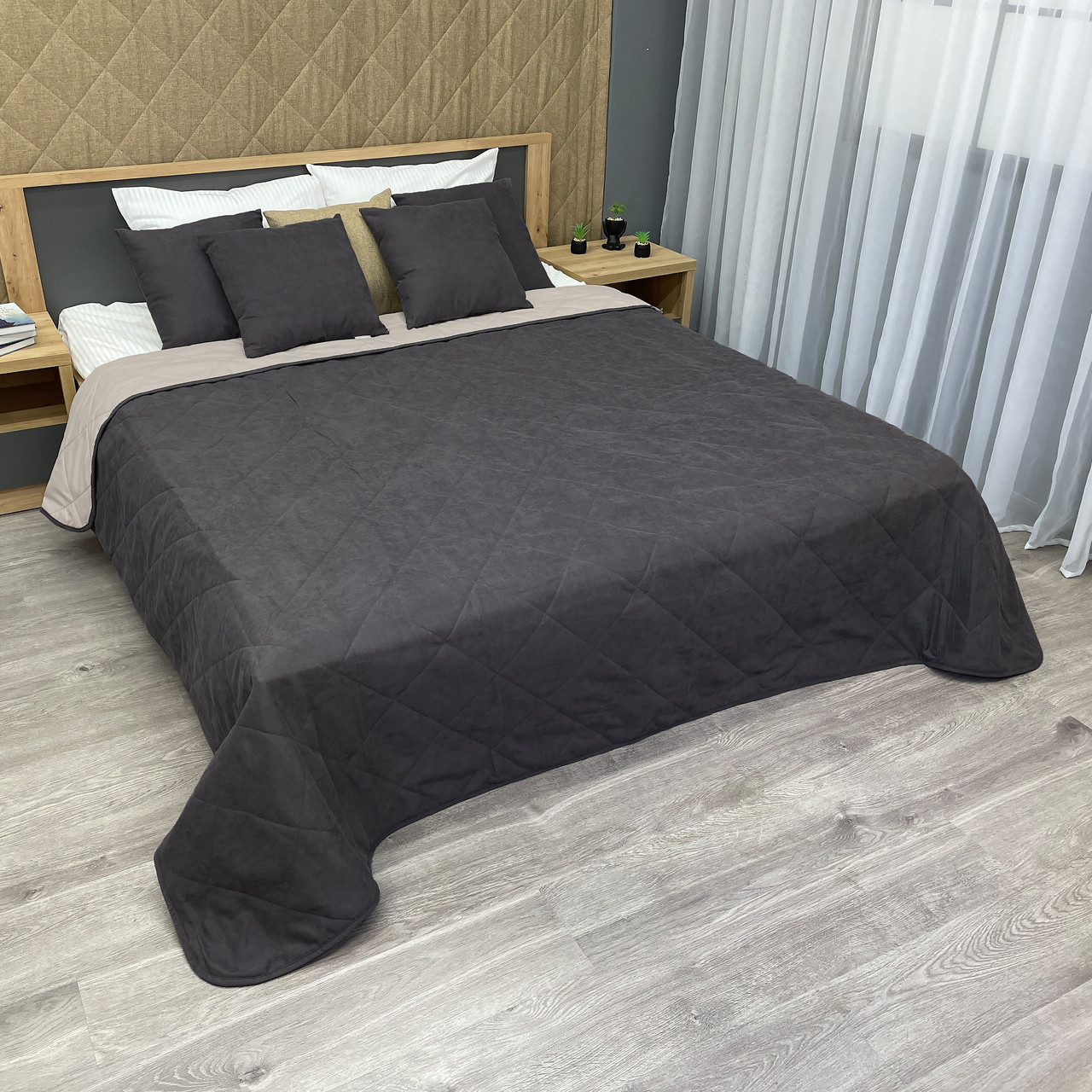 Покривало декоративне Decorator Sparta Diamond колір темно-сірий