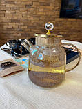 Чайник заварювальний Страйп золоте скло 1.5 л, фото 4