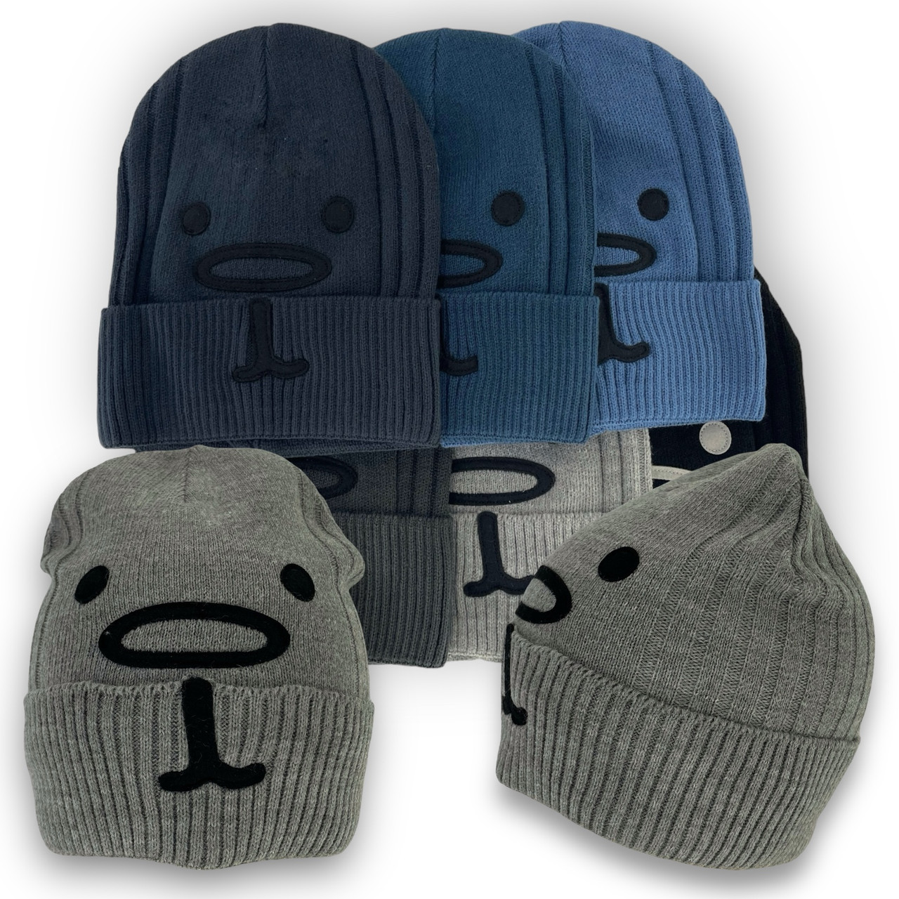 ОПТ Вязанні шапка з закотом для хлопчика, р. 48-52 (5 шт./набір), фото 1