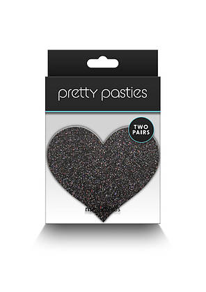 Наклейки на соски NS Novelties Pretty Pasties Glitter Hearts Black/Gold, фото 4