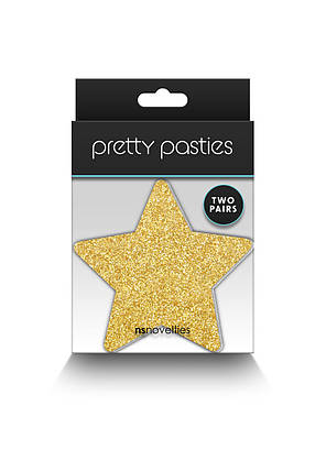 Наклейки на соски NS Novelties Pretty Pasties Glitter Stars Black/Gold, фото 3
