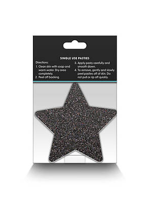 Наклейки на соски NS Novelties Pretty Pasties Glitter Stars Black/Gold, фото 4