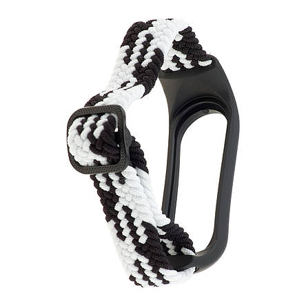 Ремінець Braided Buckle Enhanced Mi Band 3/4/5/6/7 Black White, фото 2