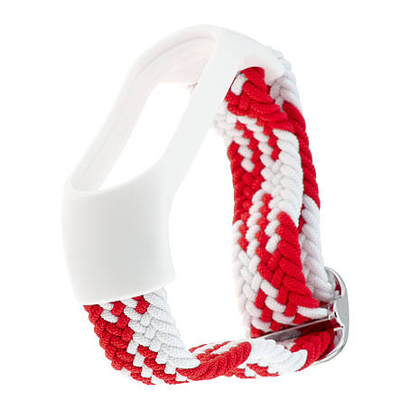 Ремінець Braided Buckle Enhanced Mi Band 3/4/5/6/7 White Red, фото 1
