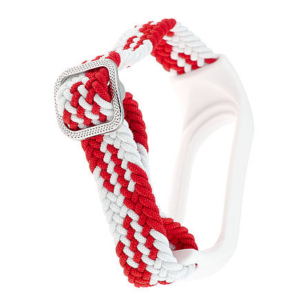 Ремінець Braided Buckle Enhanced Mi Band 3/4/5/6/7 White Red, фото 2