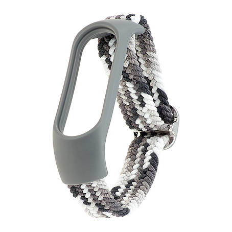 Ремінець Braided Buckle Enhanced Mi Band 3/4/5/6/7 Gray White, фото 1