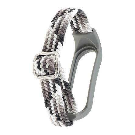 Ремінець Braided Buckle Enhanced Mi Band 3/4/5/6/7 Gray White, фото 2