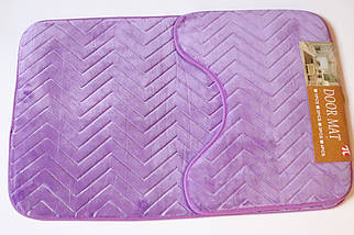 Набір килимків у ванну та туалет 80x50+40x50 см із мікрофібри 3843 violet, фото 3