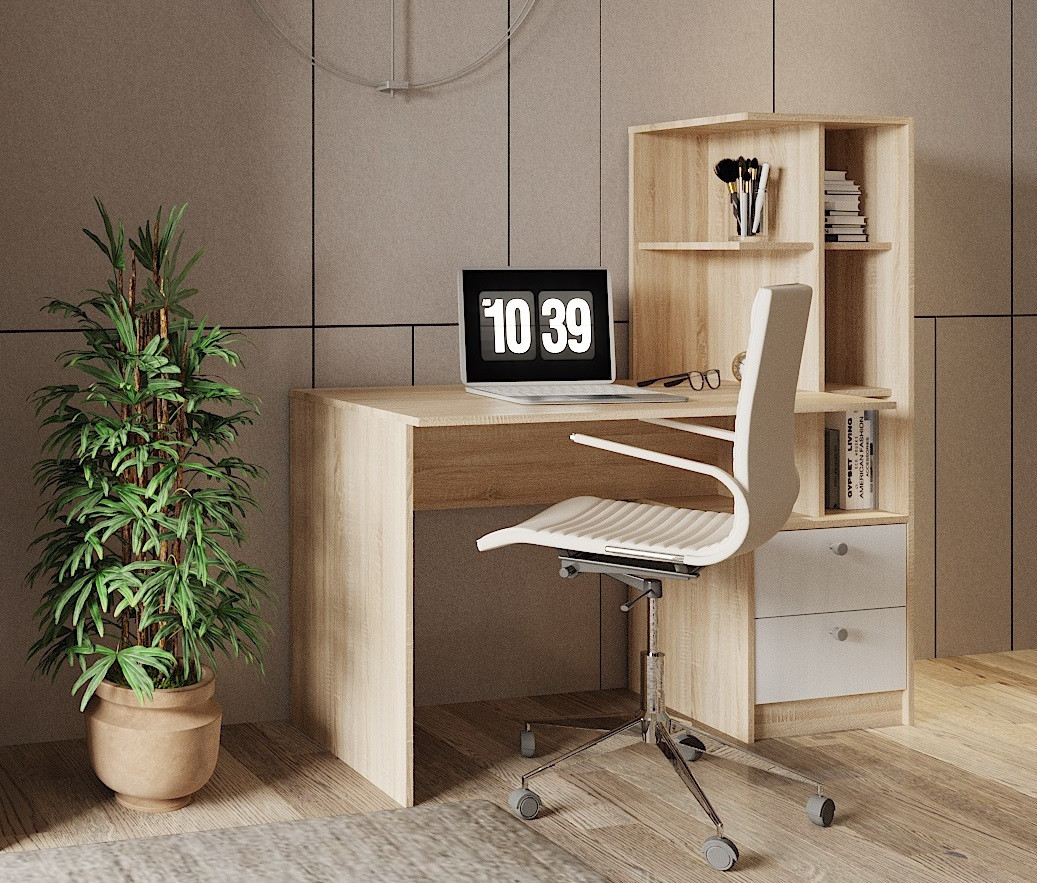 Офісний стіл Doros Т7 136х55х138 см Дуб сонома/Білий (DRS-011317), фото 1
