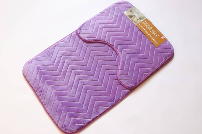 Набір килимків у ванну та туалет 80x50+40x50 см із мікрофібри 3843 violet, фото 1