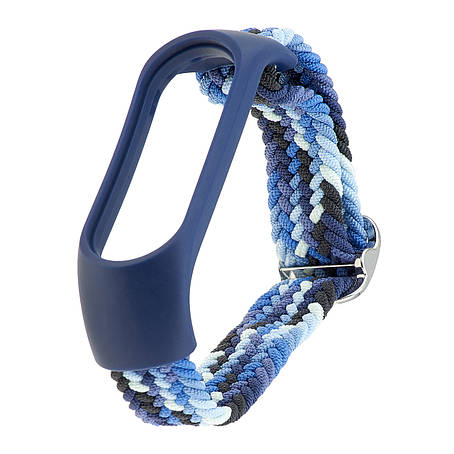 Ремінець Braided Buckle Enhanced Mi Band 3/4/5/6/7 Navy Blue White, фото 1