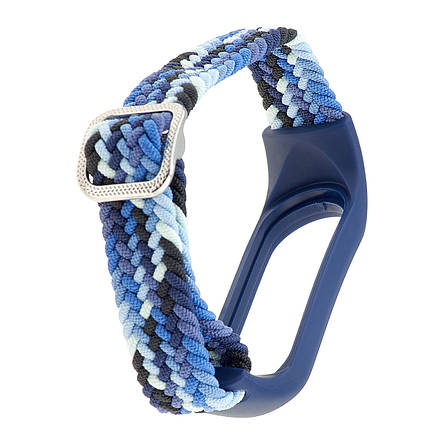 Ремінець Braided Buckle Enhanced Mi Band 3/4/5/6/7 Navy Blue White, фото 2