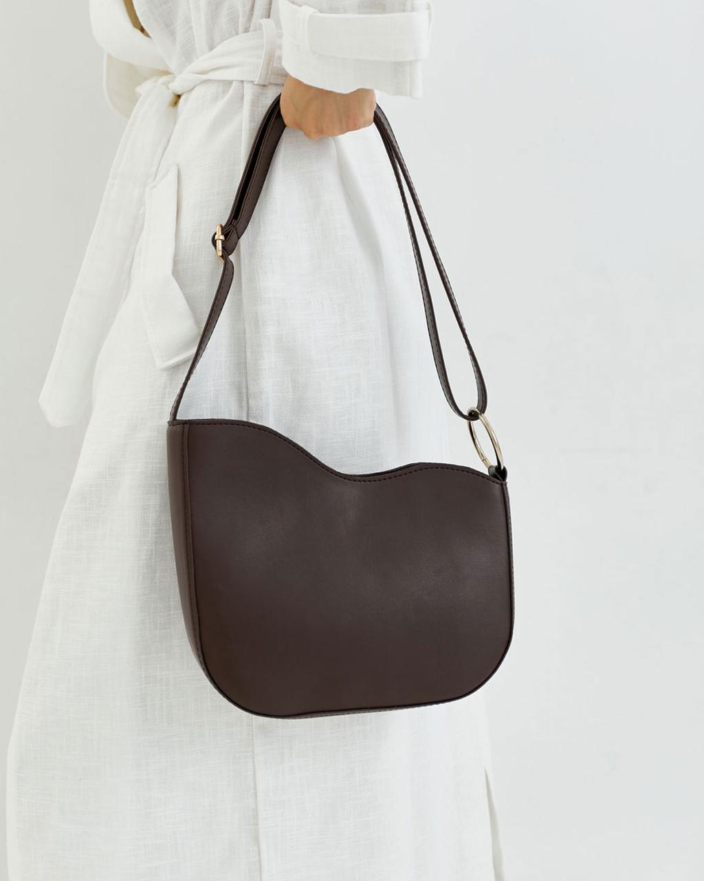 Жіноча сумка Welassie на одне відділення з кишенею на блискавці шоколадна «Тереза»