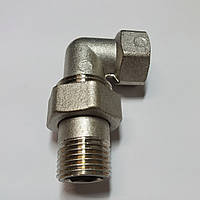 Згін-американка 1/2"в х 1/2"н кутова латунна з покриттям (нікель)