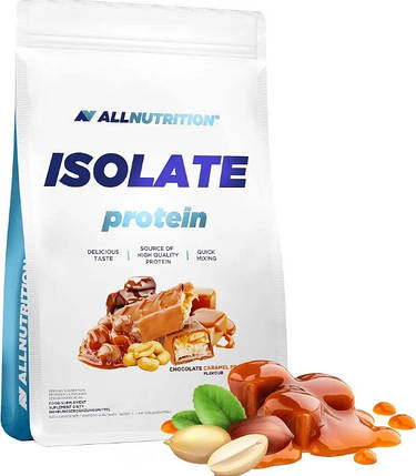 Сиворотковий білок All Nutrition Isolate Protein 908 г шоколадно-карамельний арахіс, фото 1