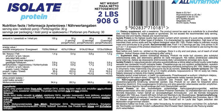 Протеїн All Nutrition Protein Isolate 908 г шоколад, фото 3