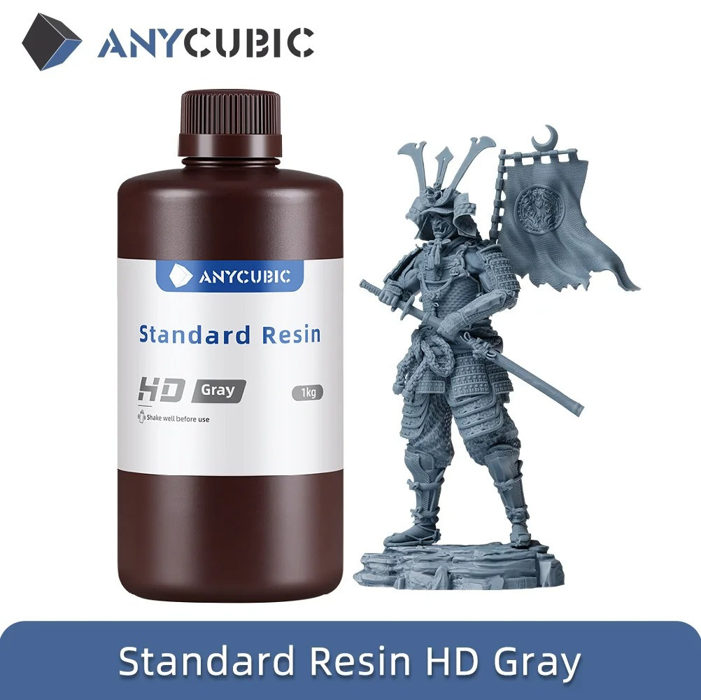 Фотополімерна высокоточна смола Anycubic Standard Resin V2 HD Grey (Сіра)