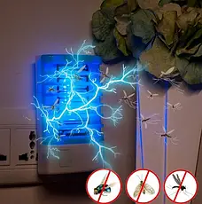 Лампа від комарів Night Lamp Біло Блакитна антимоскітна електрична пастка комах від мережі, фото 3