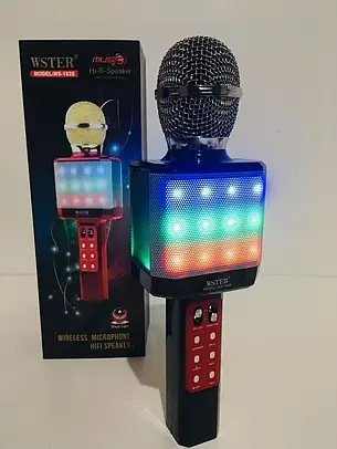 Караоке мікрофон WSTER WS-1828 з LED-підсвіткою (4 Голоси/USB/Bluetooth), фото 3