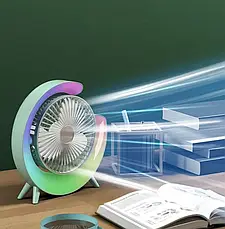 Вентилятор електричний USB 3-швидкісний із кольоровою підсвіткою 180° безшумний, фото 3