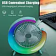 Вентилятор електричний USB 3-швидкісний із кольоровою підсвіткою 180° безшумний, фото 6