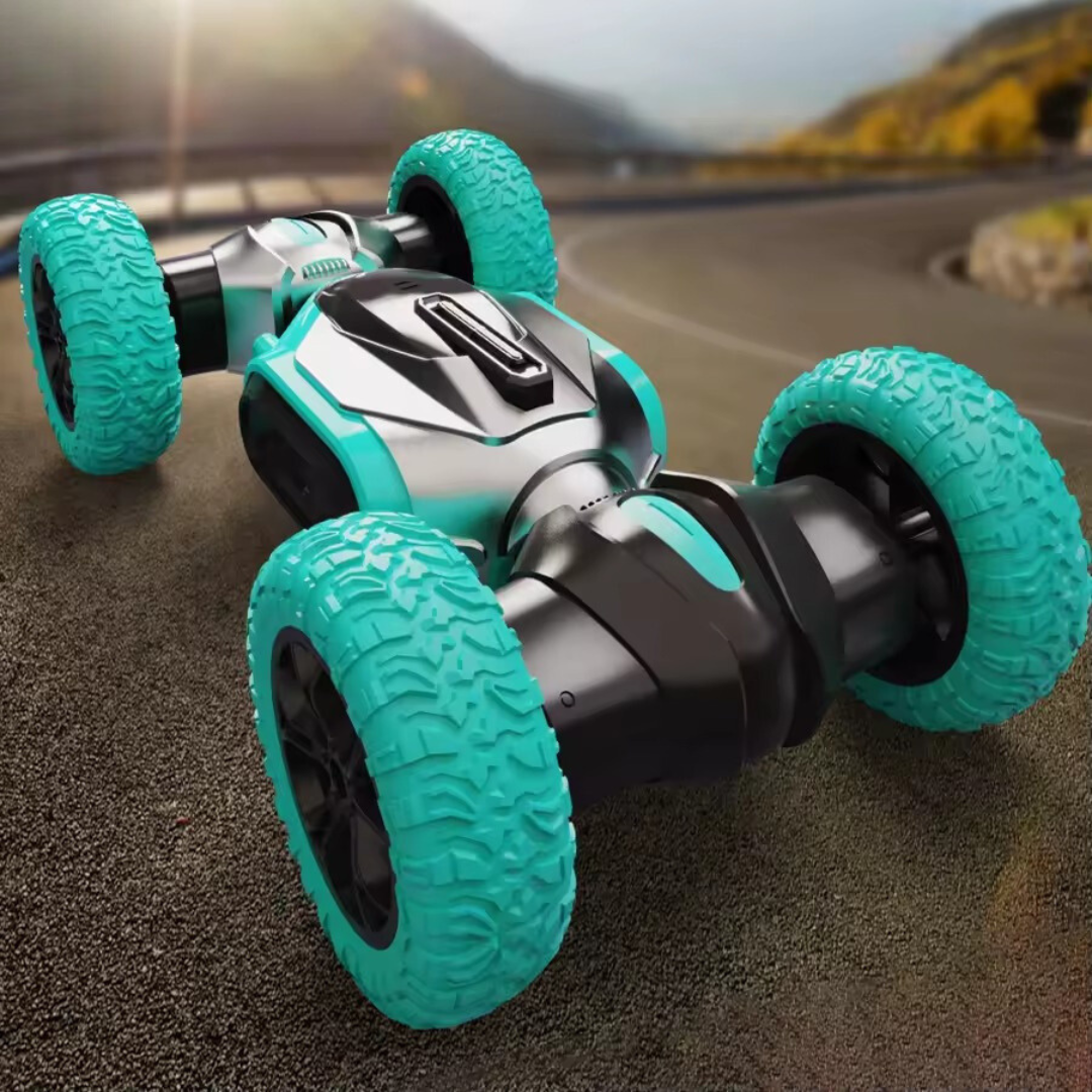 Машинка на дистанційному управлінні трюкова з гумовими колесами, зелена, фото 1