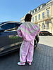 Жіночий стильний спортивний костюм-двійка Санторині кофта штани тканина плащівка оксамит колір рожевий, фото 2
