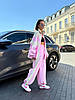 Жіночий стильний спортивний костюм-двійка Санторині кофта штани тканина плащівка оксамит колір рожевий, фото 6