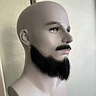 Борода та вуса реалістичні — накладка на сітці чорного кольору, фото 4