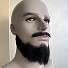 Борода та вуса реалістичні — накладка на сітці чорного кольору, фото 3