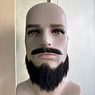 Борода та вуса реалістичні — накладка на сітці чорного кольору, фото 2