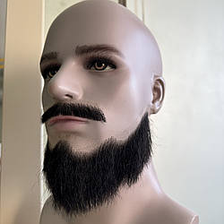 Борода та вуса реалістичні — накладка на сітці чорного кольору