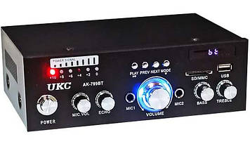 Підсилювач UKC SN-799BT — Bluetooth, USB, SD,FM, MP3! Караоке 2х канальний