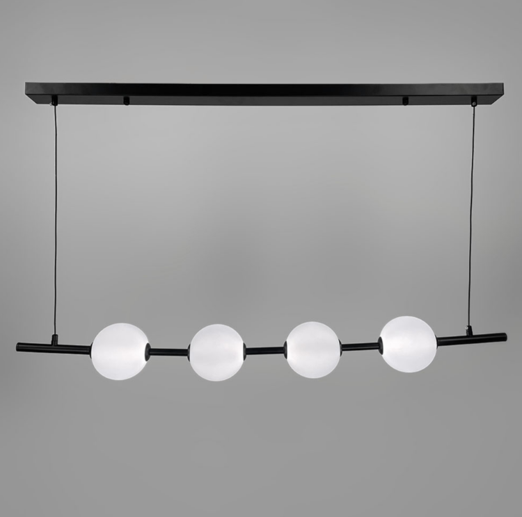 Видовжена чорна люстра з 4-ма акриловими кульками 910B/4 BK, фото 1