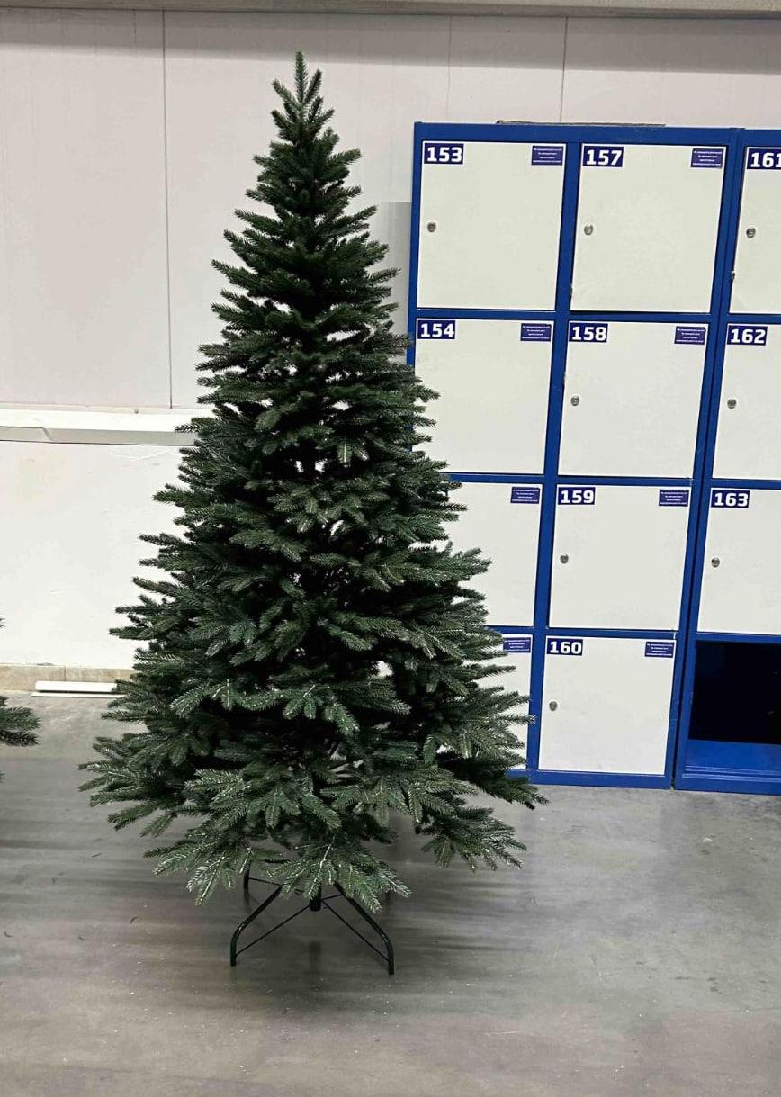 Темно зелена штучна лита ялинка на металевій підставці Бескидська, 180 см -, фото 1
