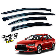 Дефлектори вікон (вітровики) для Mitsubishi Lancer 10 2007+ накладні (DEFL) Q2