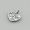 Кулон Серце 45060 для ланцюжків до 3 мм розмір 17х16 мм білі фіаніти вага 1.5 г позолота Біле Золото, фото 2