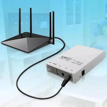 ДБЖ для роутера, касового апарату, камери (ДБЖ) повербанк WGP Mini UPS USB, DC (5V+9V+12V) 10400mAh Білий