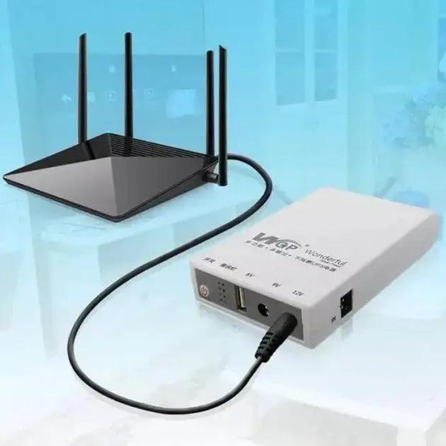 ДБЖ для роутера, касового апарату, камери (ДБЖ) повербанк WGP Mini UPS USB, DC (5V+9V+12V) 10400mAh Білий