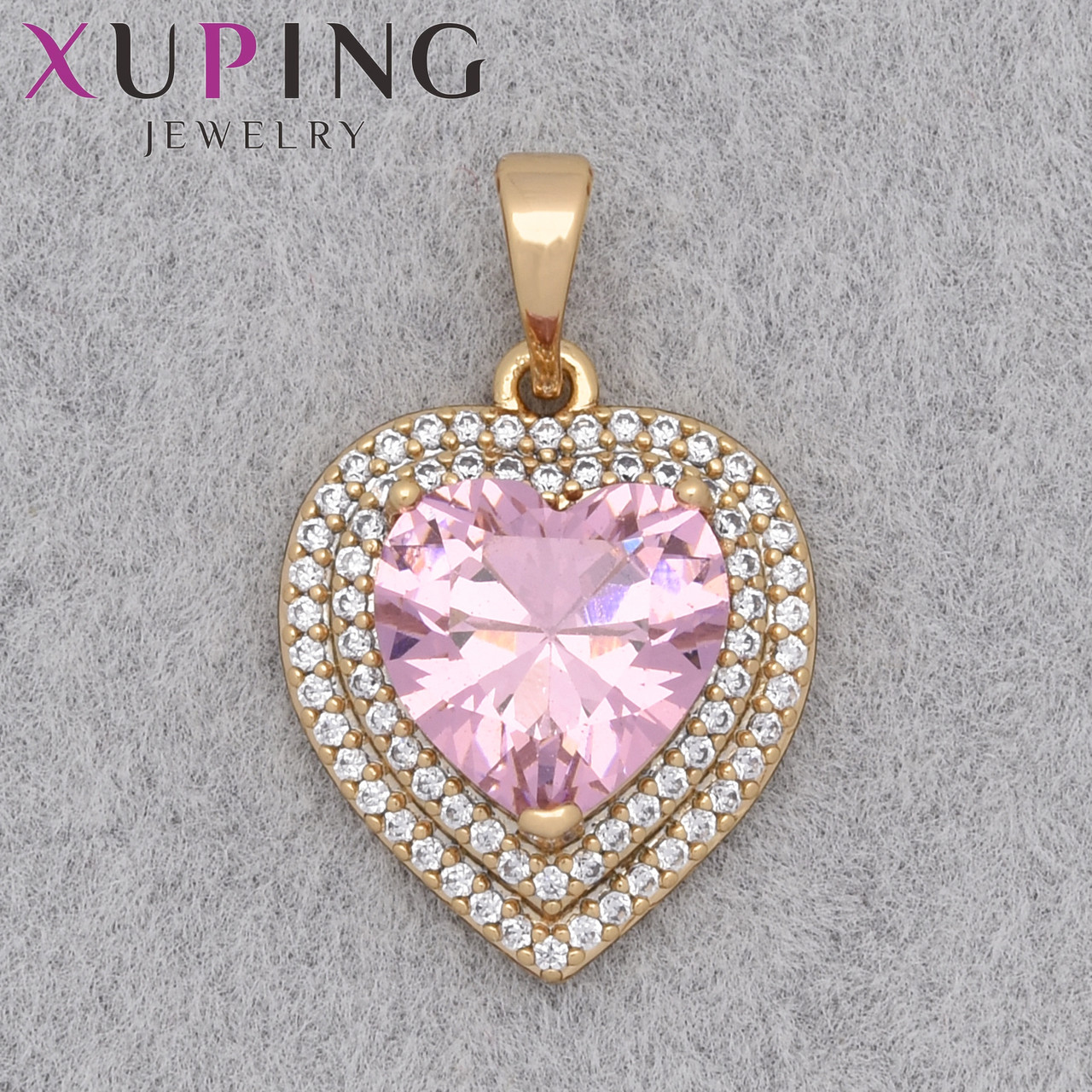 Кулон женский Xuping Jewelry медицинское золото 18К сердечко с разноцветными стразами размер изделия 15х15 мм