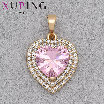 Кулон женский Xuping Jewelry медицинское золото 18К сердечко с разноцветными стразами размер изделия 15х15 мм, фото 1