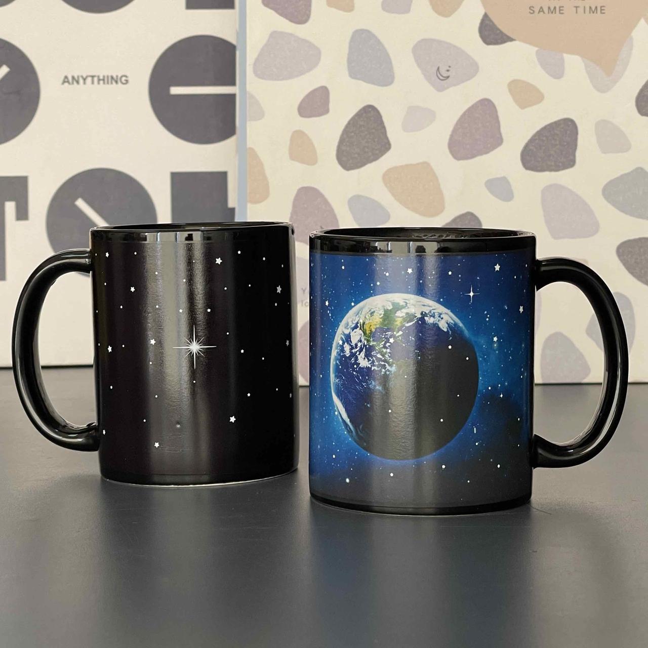 Чашка - хамелеон "Earth & Moon" (Земля), космос, Кружка керамическая хамелеон "Вселенная", фото 1