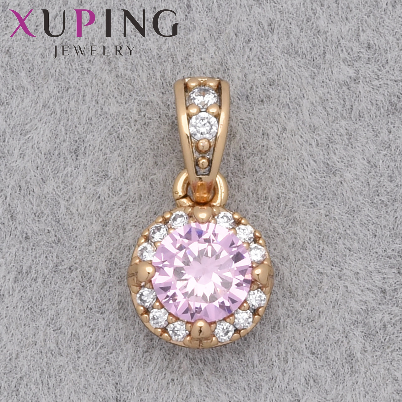 Кулон женский Xuping Jewelry медицинское золото 18К с переливающимся розовым кристаллом размер изделия 15х7 мм