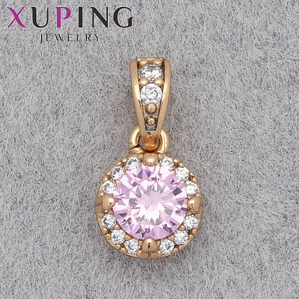 Кулон женский Xuping Jewelry медицинское золото 18К с переливающимся розовым кристаллом размер изделия 15х7 мм, фото 1